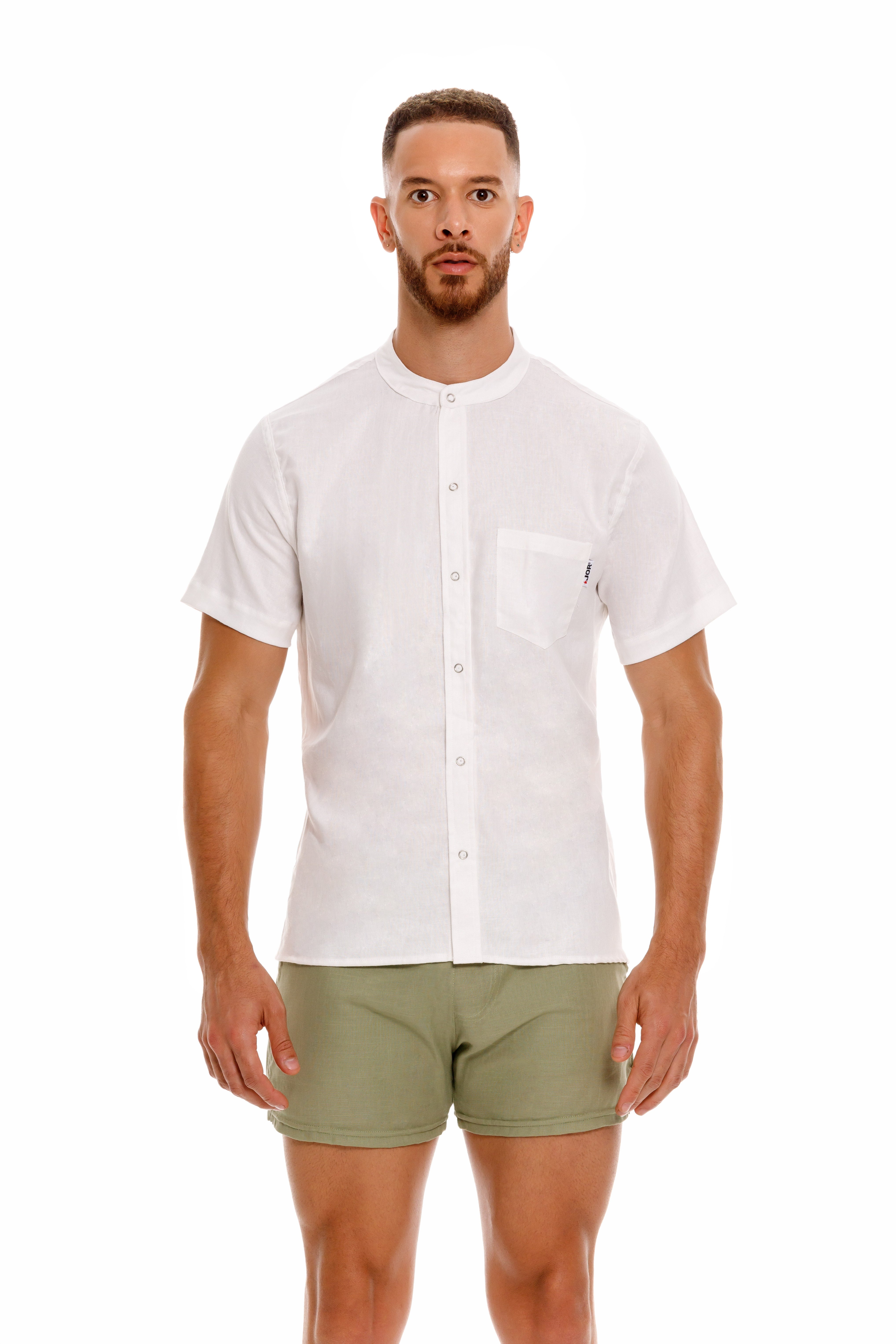 JOR Qatar short sleeve linen shirt white