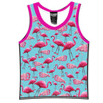 Knobs Flamingos tank mesh sky blue