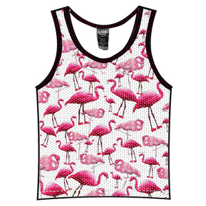 Knobs Flamingos tank mesh white