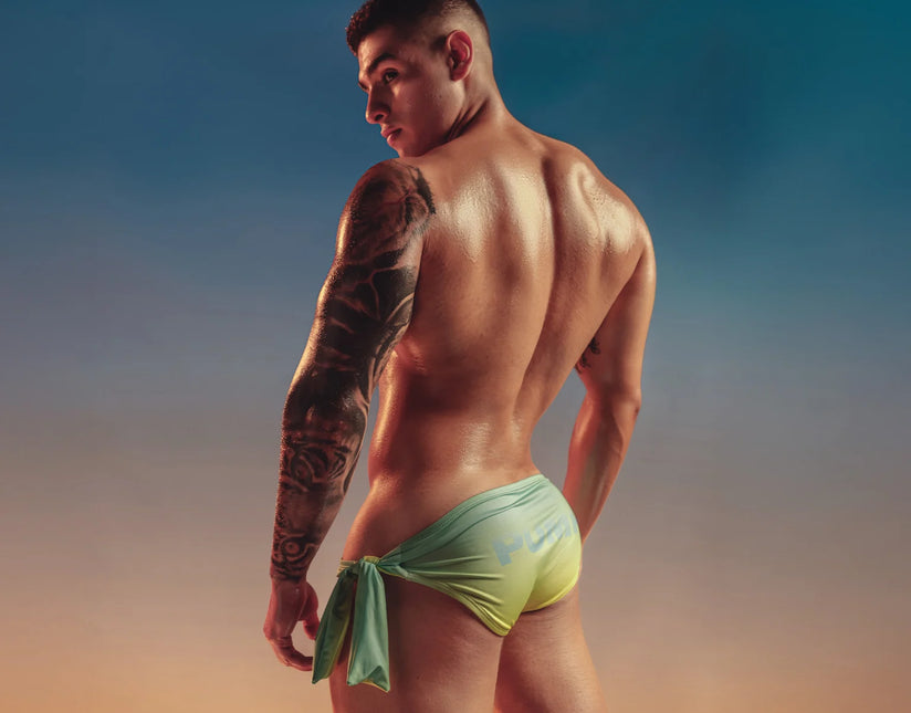 PUMP! Lagoon Knotty Swim Brief - Green/Yellow