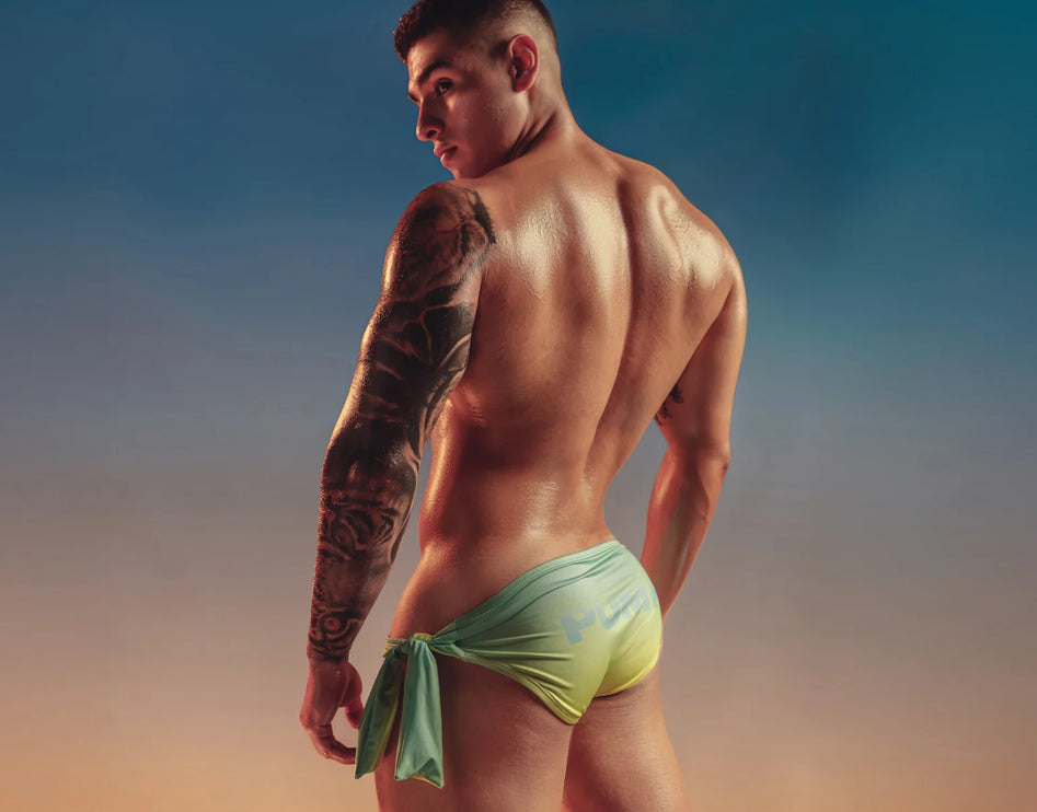 PUMP! Lagoon Knotty Swim Brief - Green/Yellow
