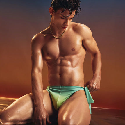 PUMP! Lagoon Knotty Swim Brief - Green/Yellow