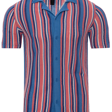 SoulStar Bueno Crochet Shirt - Blue Stripe