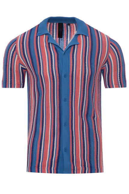 SoulStar Bueno Crochet Shirt - Blue Stripe