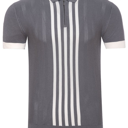SoulStar Firefox Zip Knit Polo Shirt - Grey