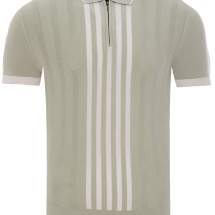 SoulStar Firefox Zip Knit Polo Shirt - Sage