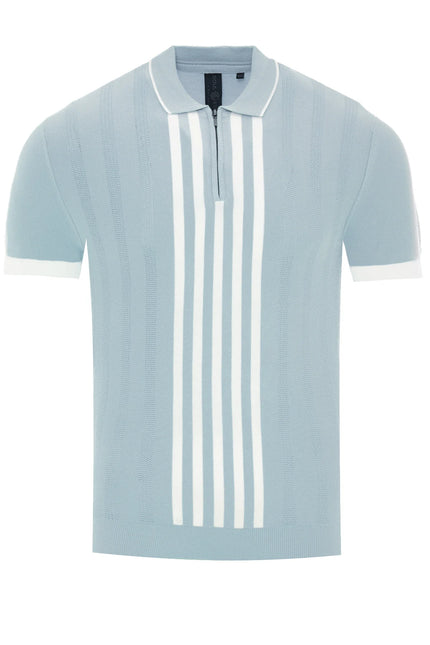SoulStar Firefox Zip Knit Polo Shirt - Blue