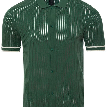 SoulStar Nook Open Knit Shirt - Dark Green