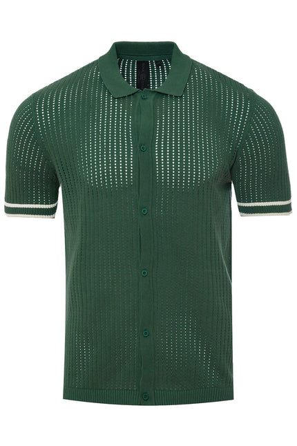 SoulStar Nook Open Knit Shirt - Dark Green