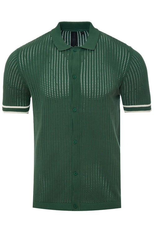 SoulStar Nook Open Knit Shirt - Dark Green