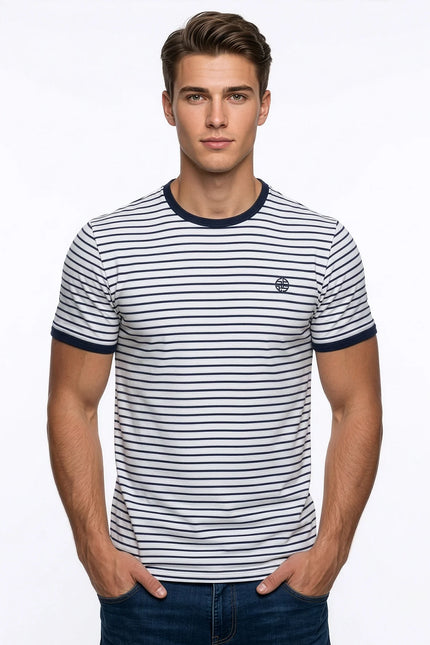 SoulStar Sail Cotton T-Shirt - Navy Stripe