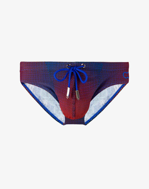 2eros V10 Pixelpop Swim Brief - Navy/Red