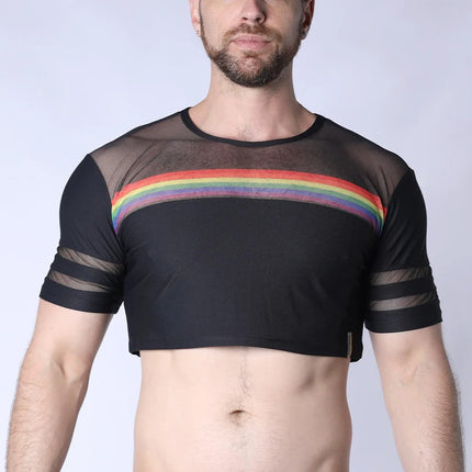 Timoteo Pride Mesh Crop Top - Black