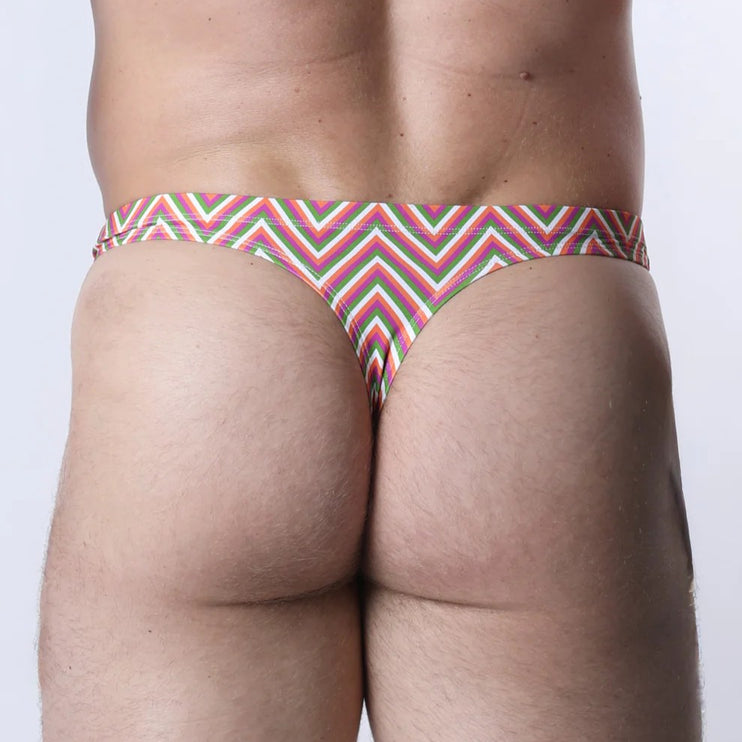Vaux Pulse Swim Thong - Zig Zag Orange/Green