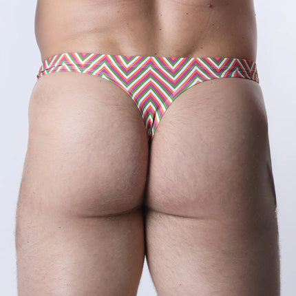Vaux Pulse Swim Thong - Zig Zag Orange/Green
