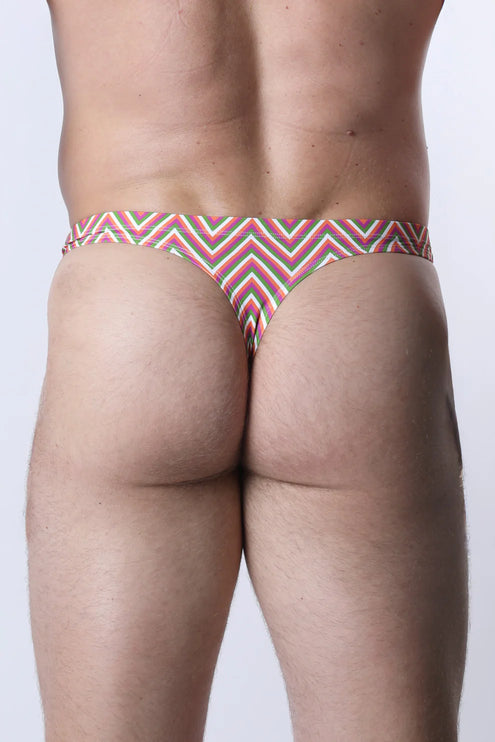Vaux Pulse Swim Thong - Zig Zag Orange/Green