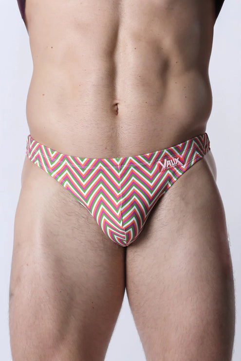 Vaux Pulse Swim Thong - Zig Zag Orange/Green