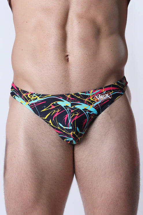 Vaux Pulse Swim Thong - Black Multi Splatter