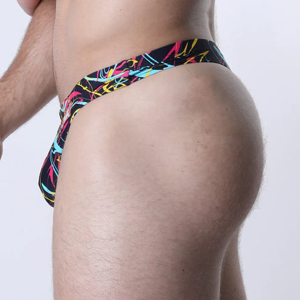 Vaux Pulse Swim Thong - Black Multi Splatter