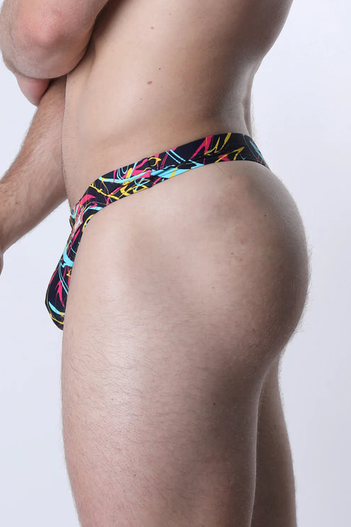 Vaux Pulse Swim Thong - Black Multi Splatter