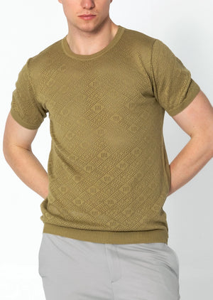 RNT23 Geometric crochet t-shirt green