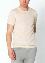 RNT23 Geometric crochet t-shirt beige