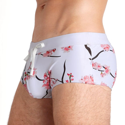 Skull & Bones Cherry Blossom swim trunk white