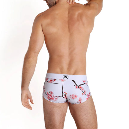 Skull & Bones Cherry Blossom swim trunk white