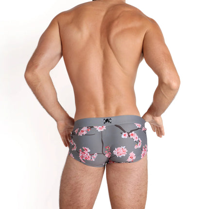 Skull & Bones Cherry Blossom swim trunk grey