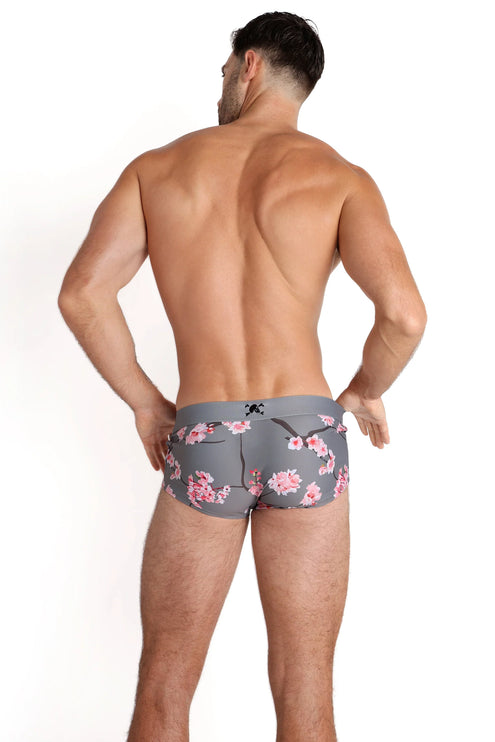 Skull & Bones Cherry Blossom swim trunk grey