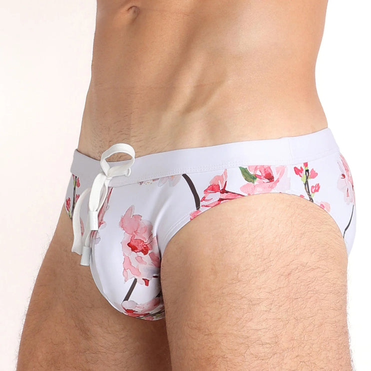 Skull & Bones Cherry Blossom swim bikini brief white