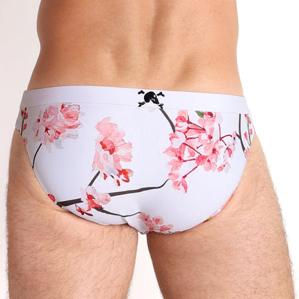 Skull & Bones Cherry Blossom swim bikini brief white
