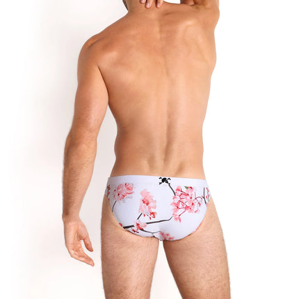 Skull & Bones Cherry Blossom swim bikini brief white
