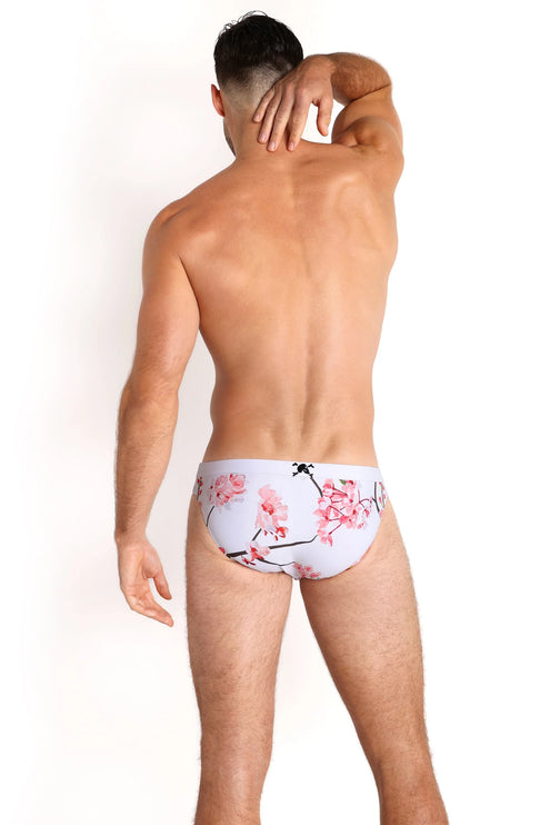 Skull & Bones Cherry Blossom swim bikini brief white