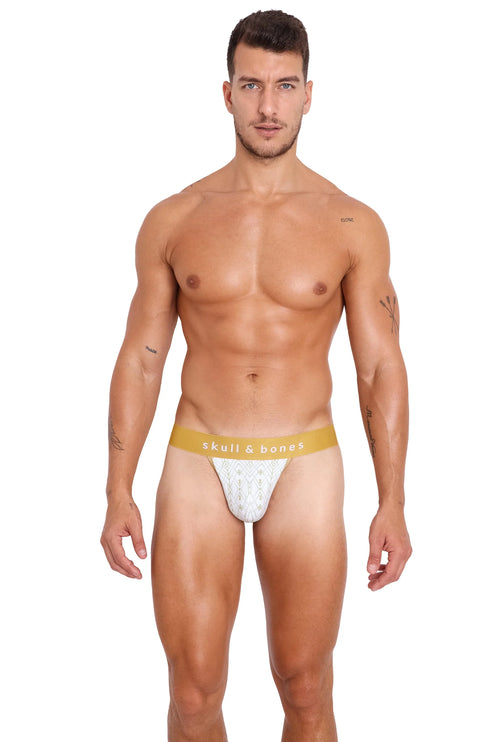 Skull & Bones Art Deco thong white