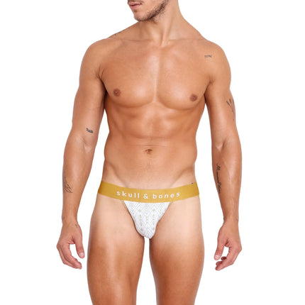 Skull & Bones Art Deco jockstrap white