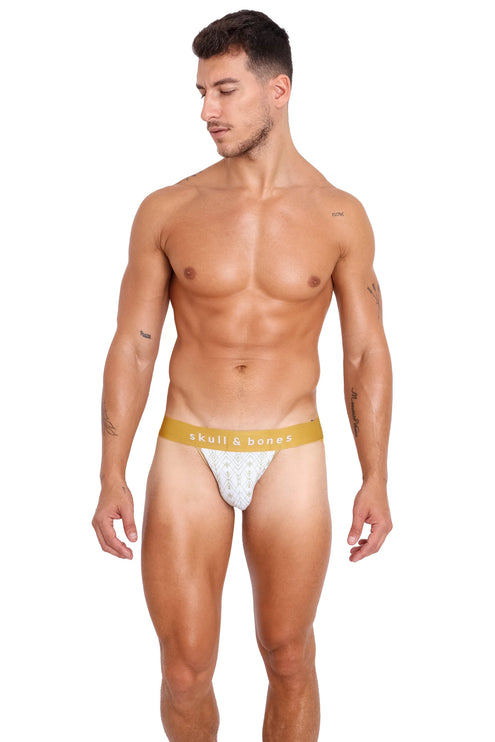 Skull & Bones Art Deco jockstrap white