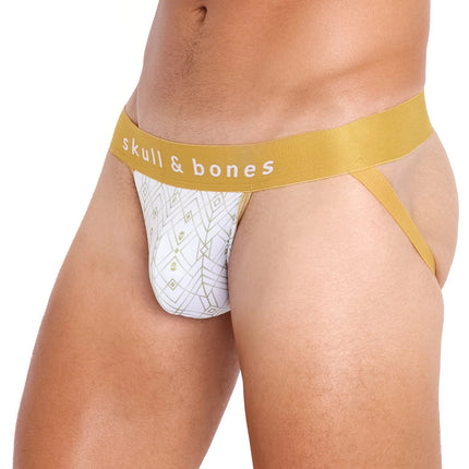 Skull & Bones Art Deco jockstrap white