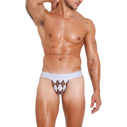Skull & Bones Skull Argyle thong white/brown