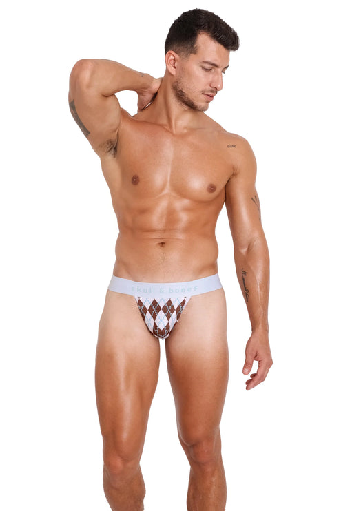 Skull & Bones Skull Argyle thong white/brown