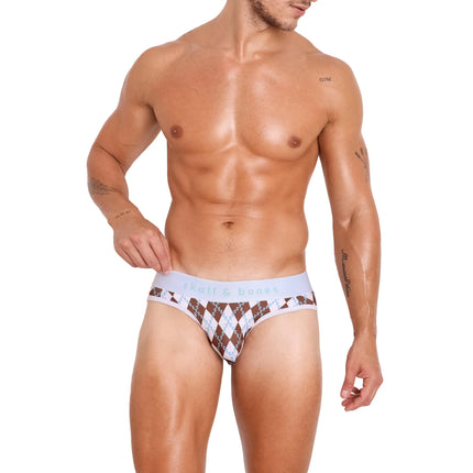 Skull & Bones Skull Argyle brief white/brown