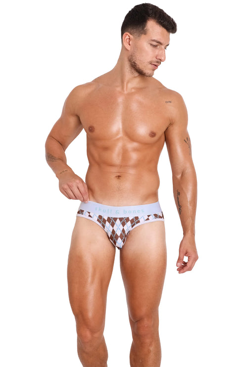 Skull & Bones Skull Argyle brief white/brown