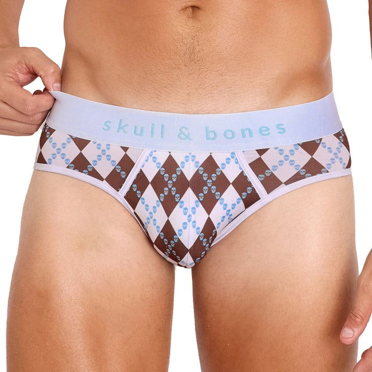 Skull & Bones Skull Argyle brief white/brown