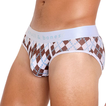 Skull & Bones Skull Argyle brief white/brown