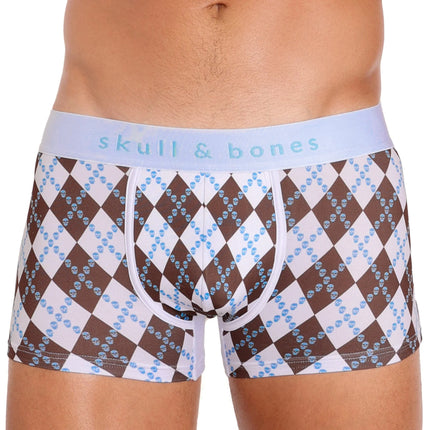 Skull & Bones Skull Argyle boxer white/brown