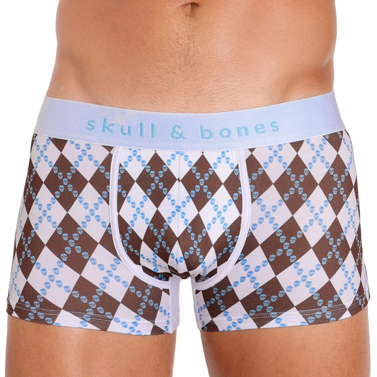 Skull & Bones Skull Argyle boxer white/brown