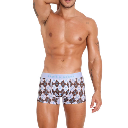 Skull & Bones Skull Argyle boxer white/brown