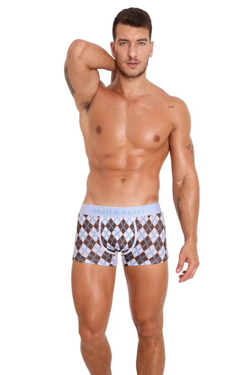 Skull & Bones Skull Argyle boxer white/brown