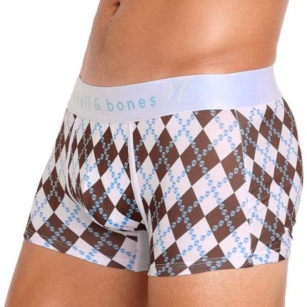 Skull & Bones Skull Argyle boxer white/brown