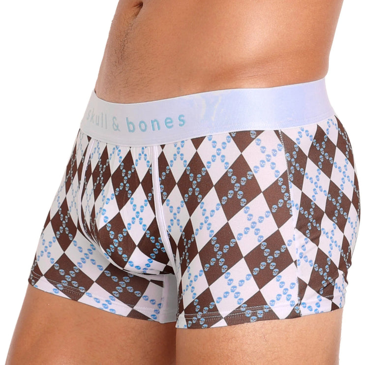 Skull & Bones Skull Argyle boxer white/brown